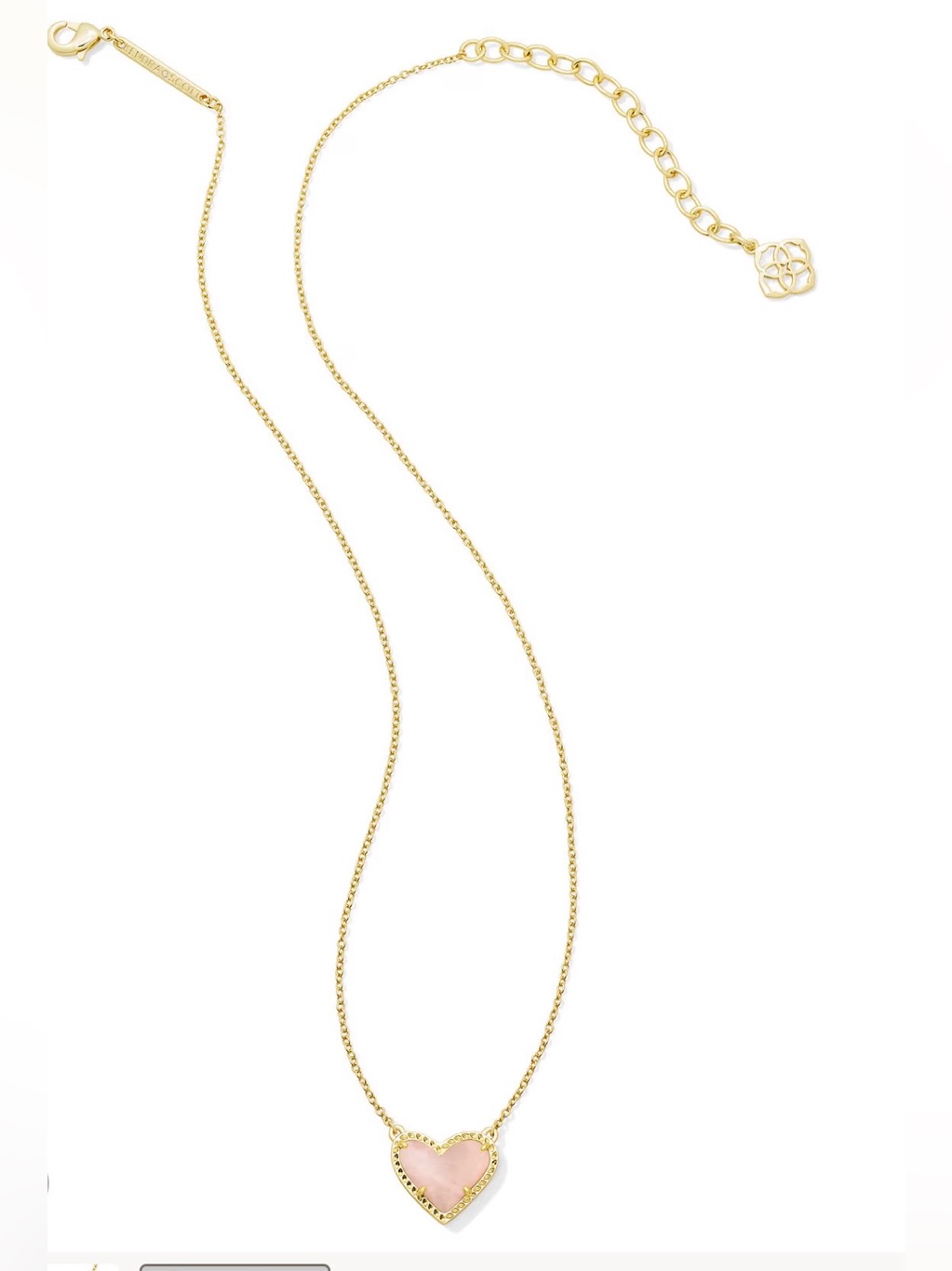 Kendra Scott Gold Chain Necklace With Rose Heart Pendant